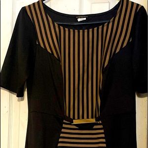 Intriguing Threads :Black and Nude Brown Dress With Gold Center Details.